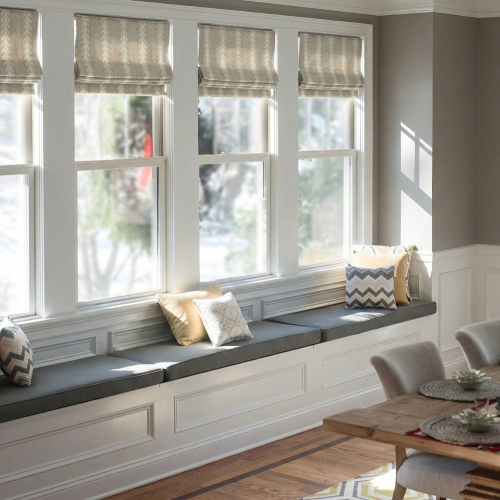 Oatmeal Wheat Stripe Wool-Blend Roman Shade