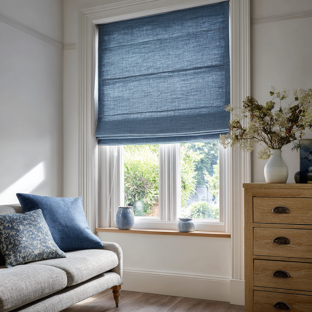 Custom Linen Roman Shades, Blackout & Cordless Options, Morrahome