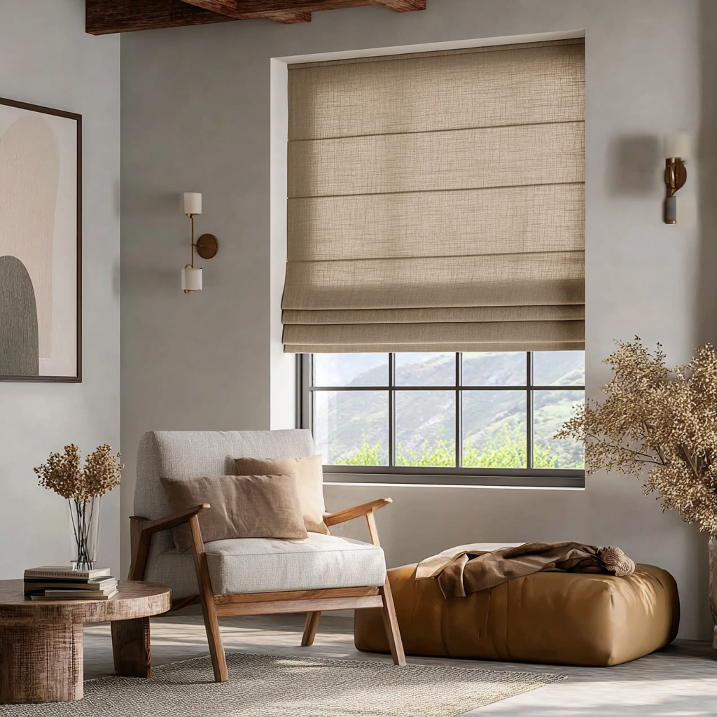 Custom Linen Roman Shades, Blackout & Cordless Options, Morrahome