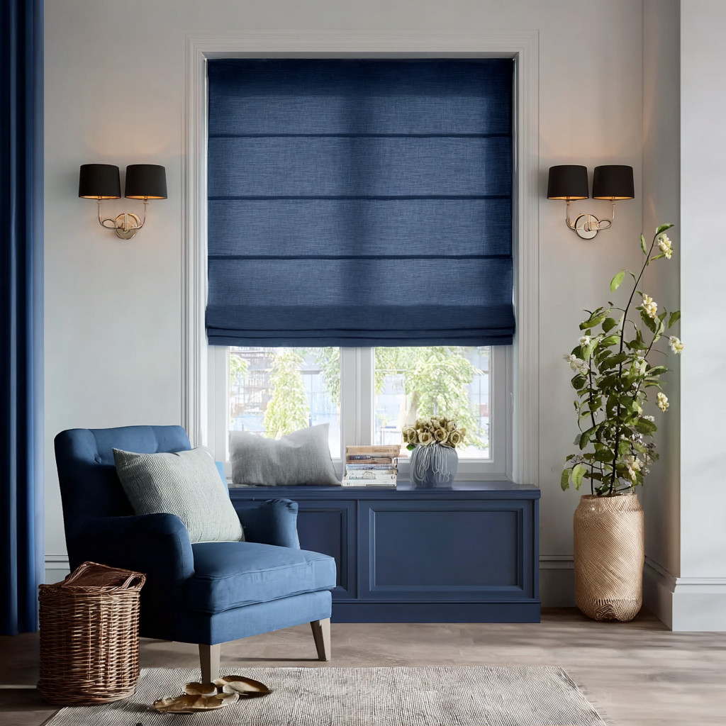 Custom Linen Roman Shades, Blackout & Cordless Options, Morrahome