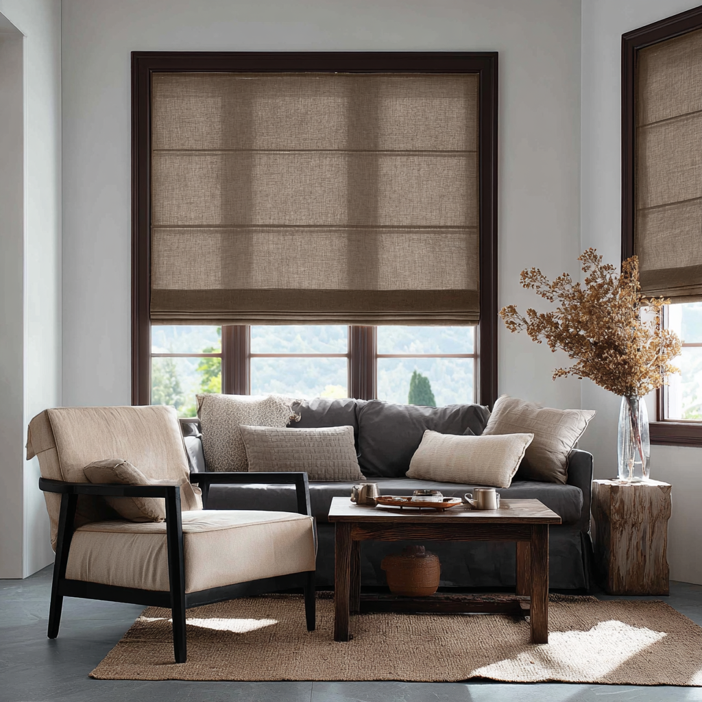 Custom Linen Roman Shades, Blackout & Cordless Options, Morrahome