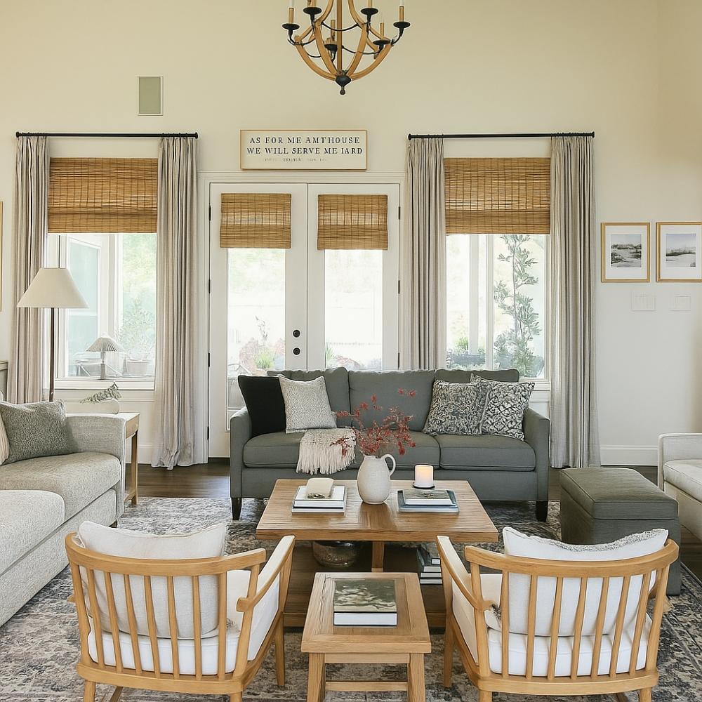 MorraHome Custom Natural Bamboo Roman window treatments