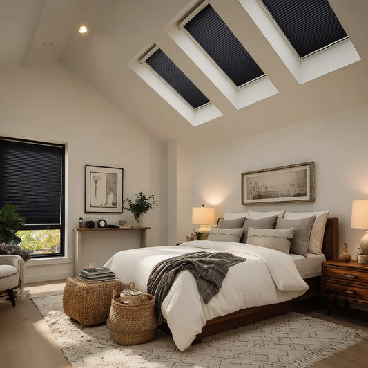 MorraHome Custom Blackout Skylight Cellular Shades, Solar powered Motorized System