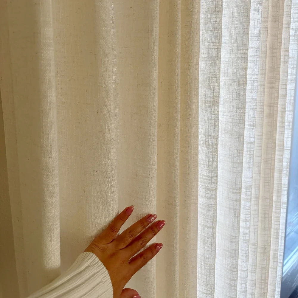 Natural Light Filtering Linen Curtains – Pleated Drapes, Pinch Pleat & Grommet 2-in-1, 30% Linen Blend, Includes Rings & Hooks