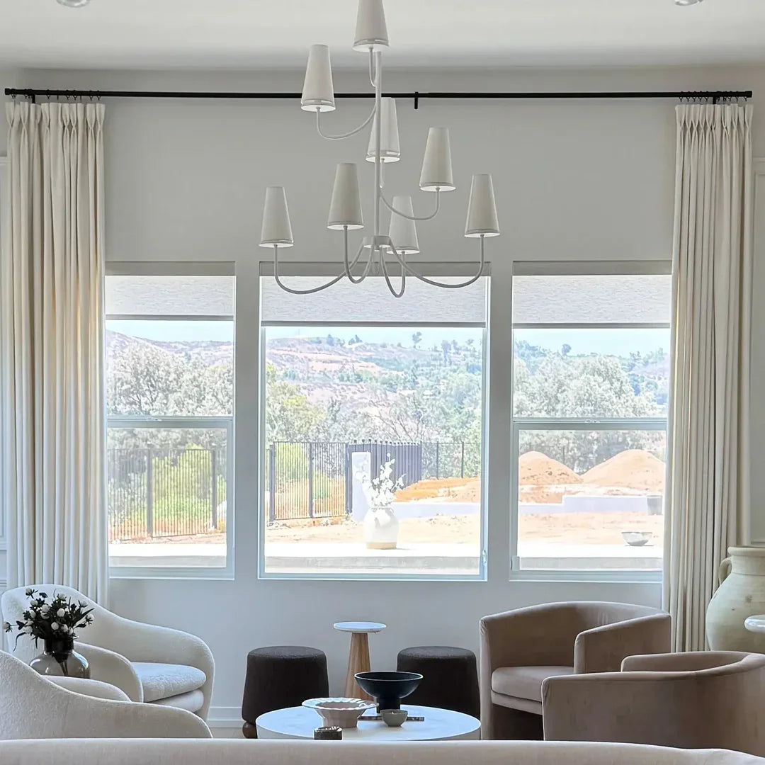 Linen Curtains for Living Room, Pinch Pleated Light Filtering Drapes (Pack of 2)