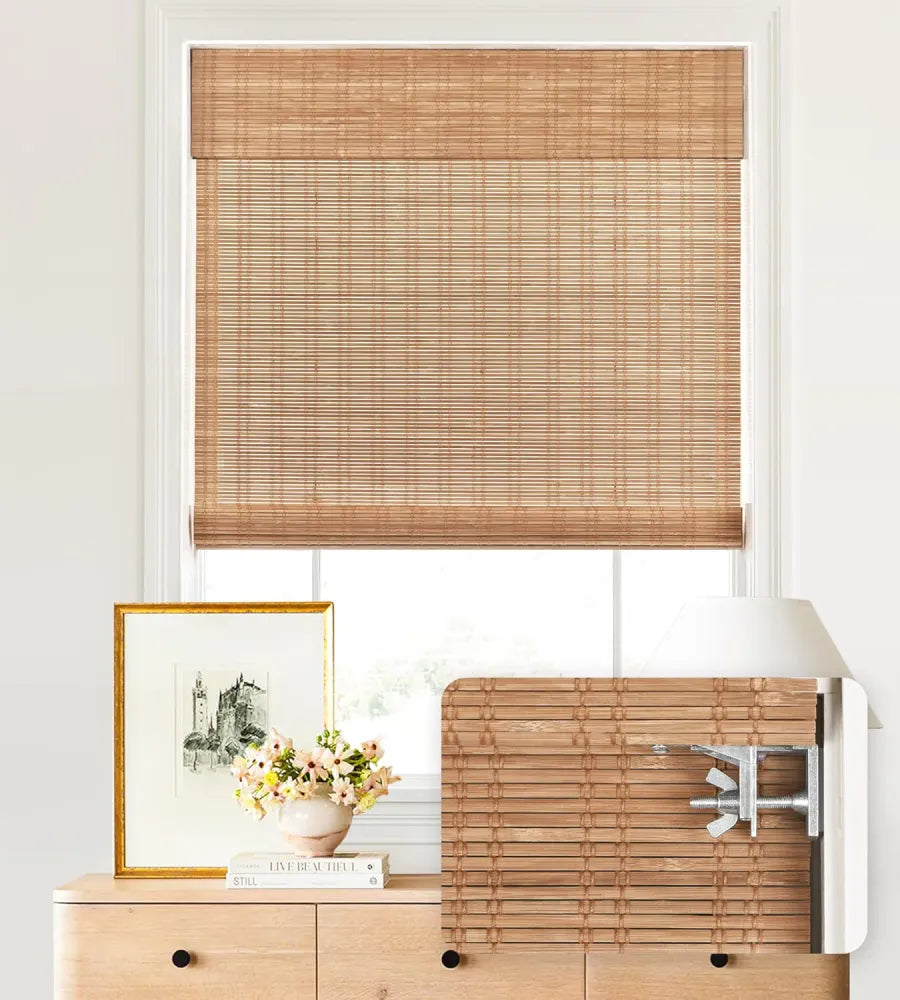 MorraHome No Drill Cordless Bamboo Woven Roman Shades