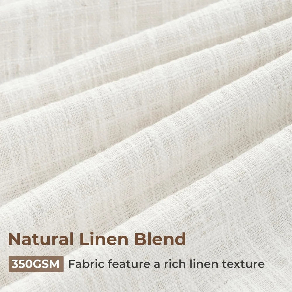 Linen Curtains for Living Room, Pinch Pleated Light Filtering Drapes (Pack of 2)
