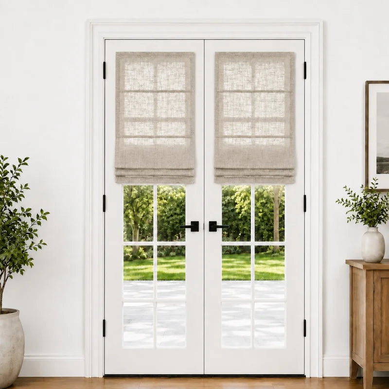 Harper Custom Roman Shades for French Doors