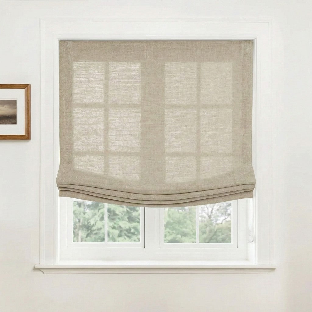 Harper Custom Relaxed Linen Roman Shades - Cordless & Loop Cord Lift
