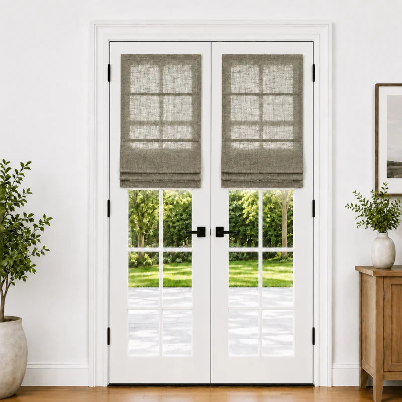 Harper Custom Roman Shades for French Doors