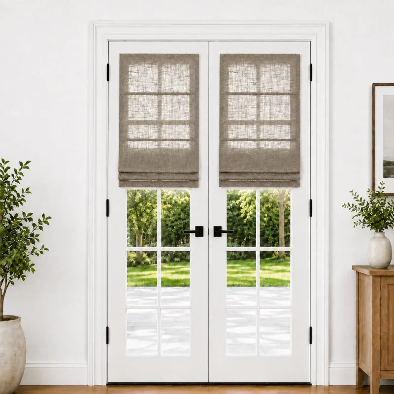 Harper Custom Roman Shades for French Doors