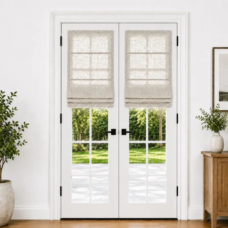Harper Custom Roman Shades for French Doors