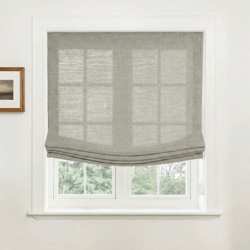 Harper Custom Relaxed Linen Roman Shades - Cordless & Loop Cord Lift