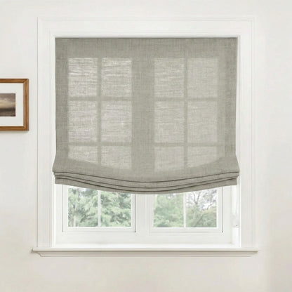 Harper Custom Relaxed Linen Roman Shades - Cordless & Loop Cord Lift