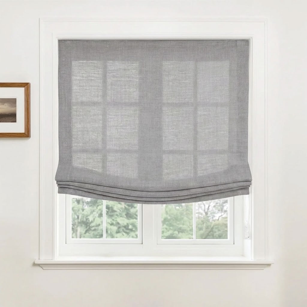 Harper Custom Relaxed Linen Roman Shades - Cordless & Loop Cord Lift