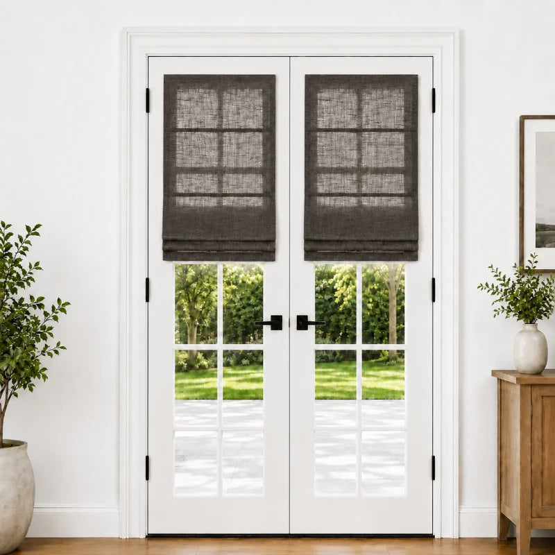 Harper Custom Roman Shades for French Doors