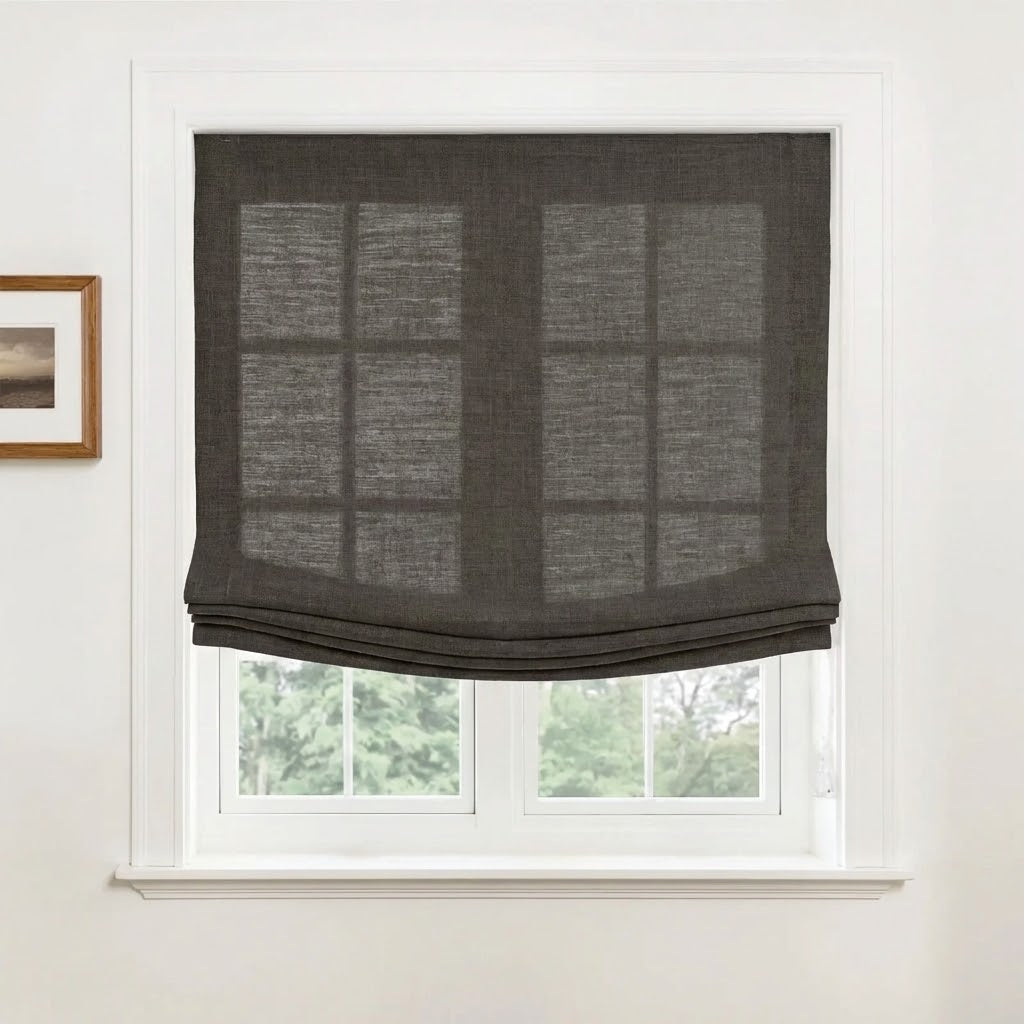 Harper Custom Relaxed Linen Roman Shades - Cordless & Loop Cord Lift