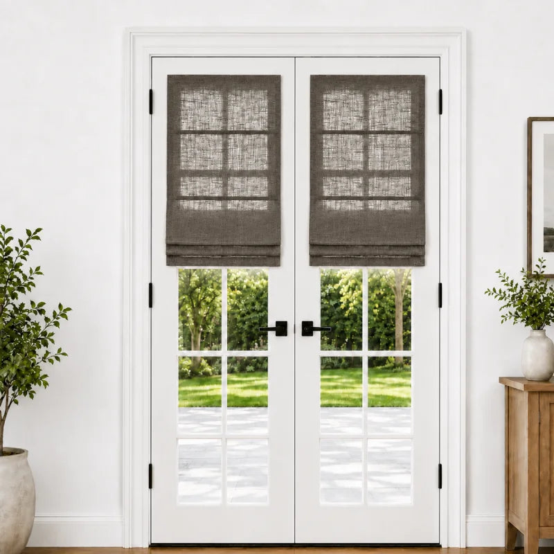 Harper Custom Roman Shades for French Doors