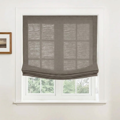 Harper Custom Relaxed Linen Roman Shades - Cordless & Loop Cord Lift
