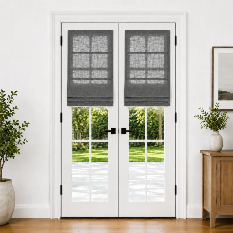 Harper Custom Roman Shades for French Doors