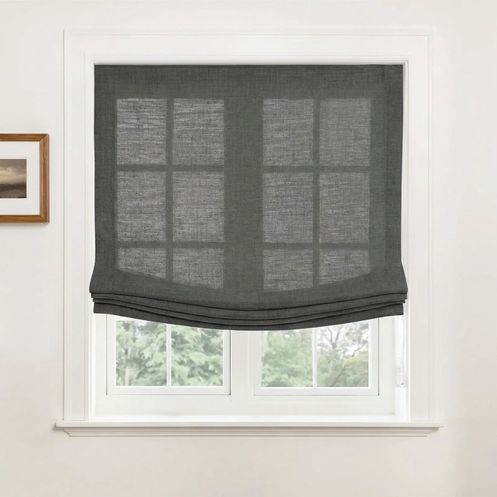 Harper Custom Relaxed Linen Roman Shades - Cordless & Loop Cord Lift