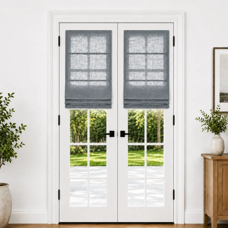 Harper Custom Roman Shades for French Doors