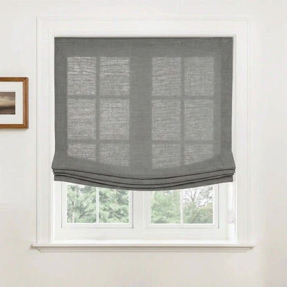 Harper Custom Relaxed Linen Roman Shades - Cordless & Loop Cord Lift