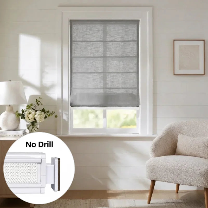 Harper Custom No-Drill Roman Shades, Cordless & Motorized Options