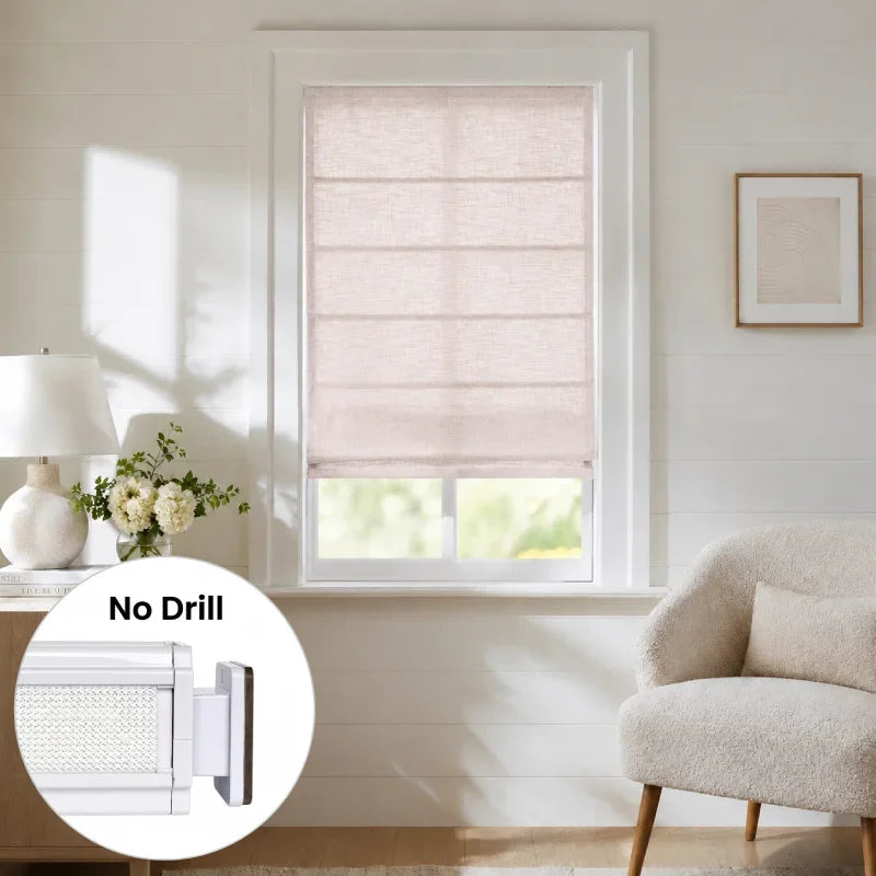 Harper Custom No-Drill Roman Shades, Cordless & Motorized Options