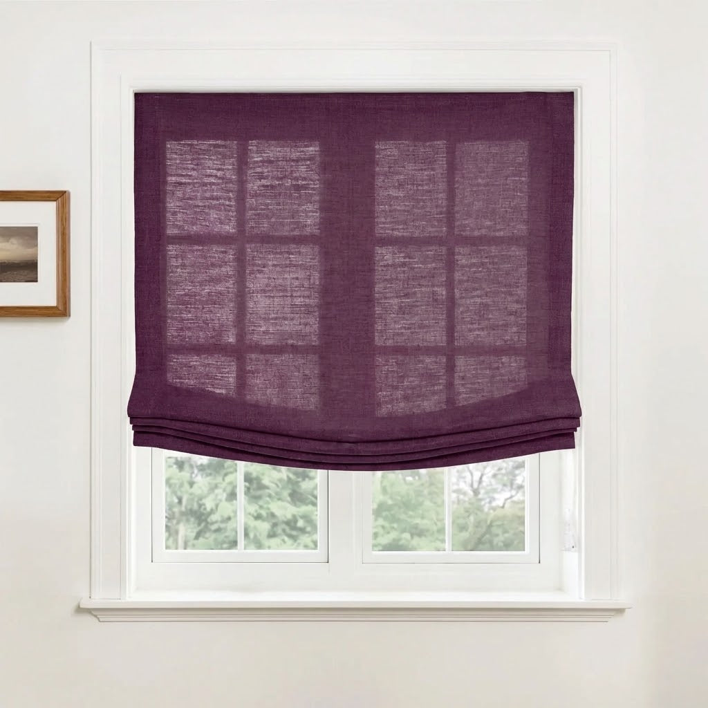 Harper Custom Relaxed Linen Roman Shades - Cordless & Loop Cord Lift