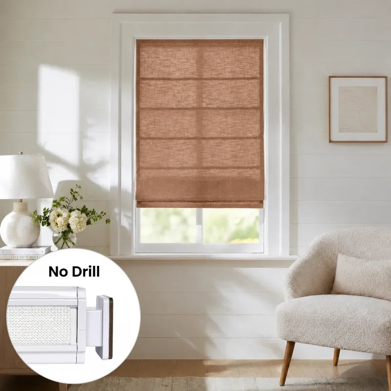 Harper Custom No-Drill Roman Shades, Cordless & Motorized Options