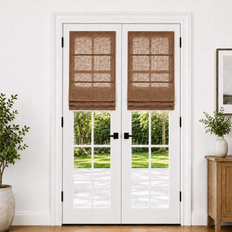 Harper Custom Roman Shades for French Doors