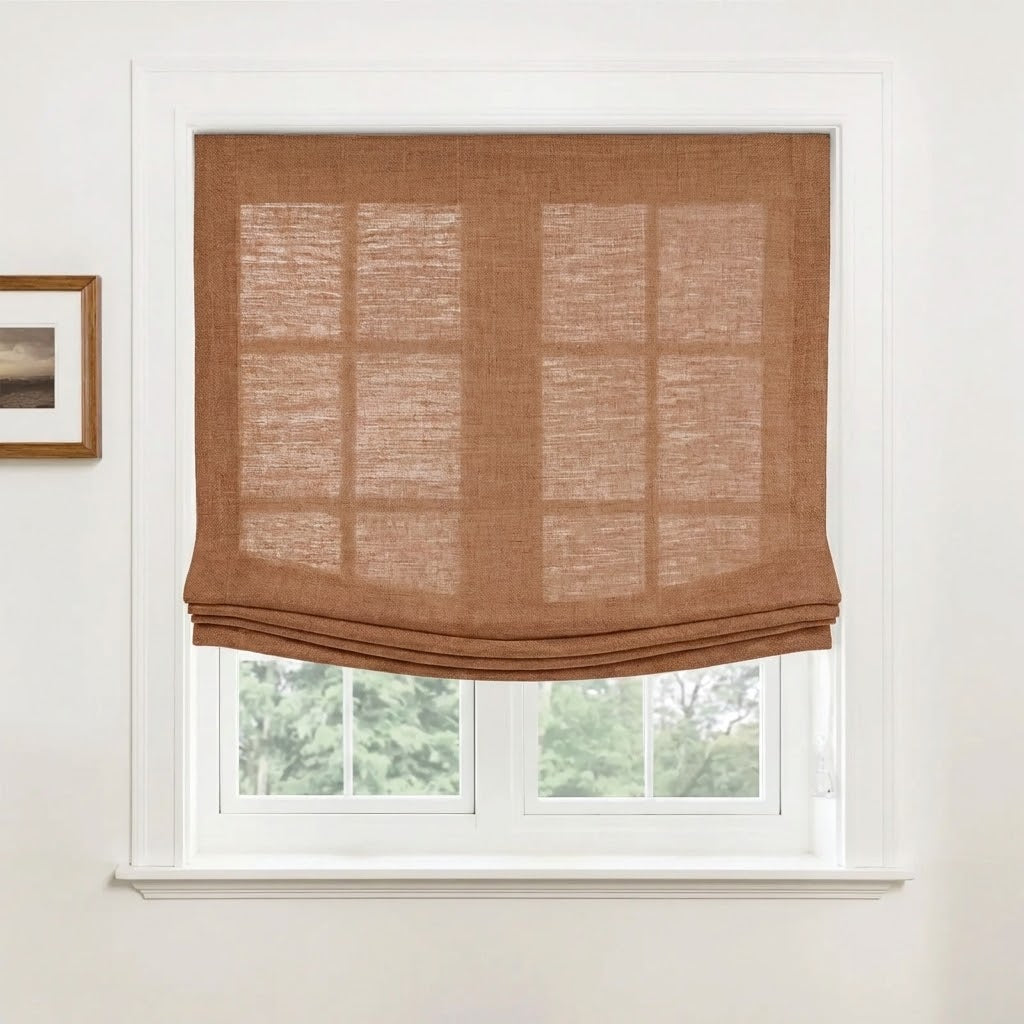Harper Custom Relaxed Linen Roman Shades - Cordless & Loop Cord Lift
