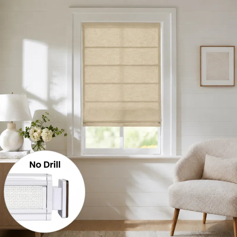 Harper Custom No-Drill Roman Shades, Cordless & Motorized Options