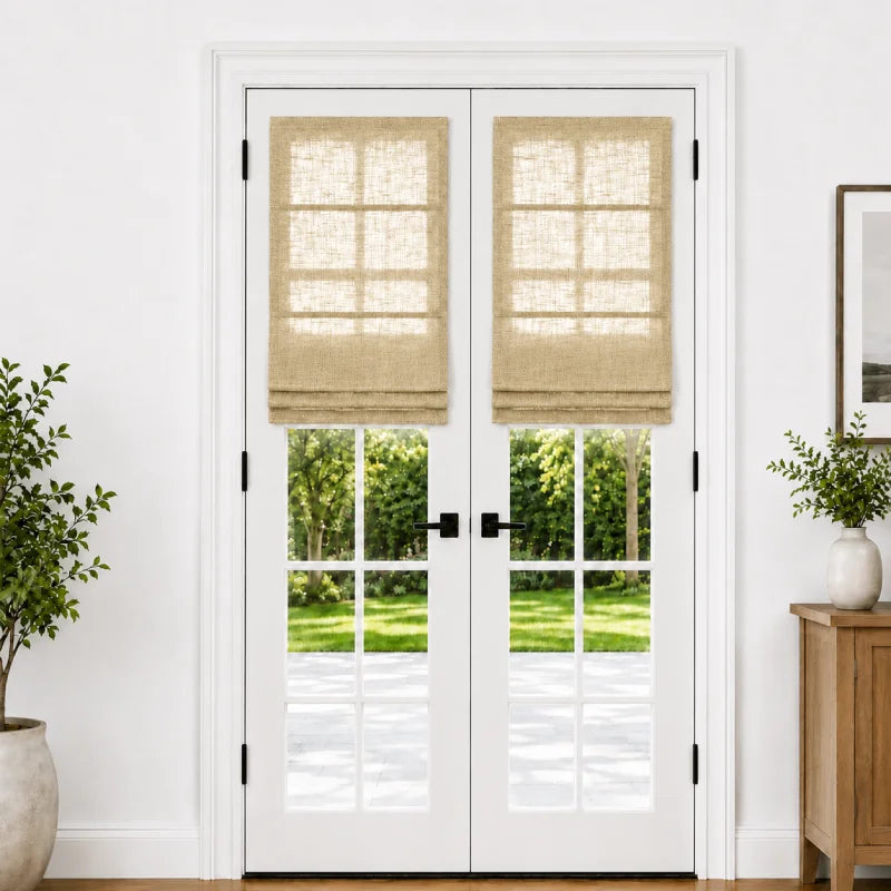 Harper Custom Roman Shades for French Doors
