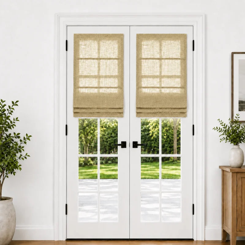Harper Custom Roman Shades for French Doors