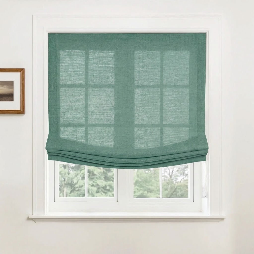 Harper Custom Relaxed Linen Roman Shades - Cordless & Loop Cord Lift
