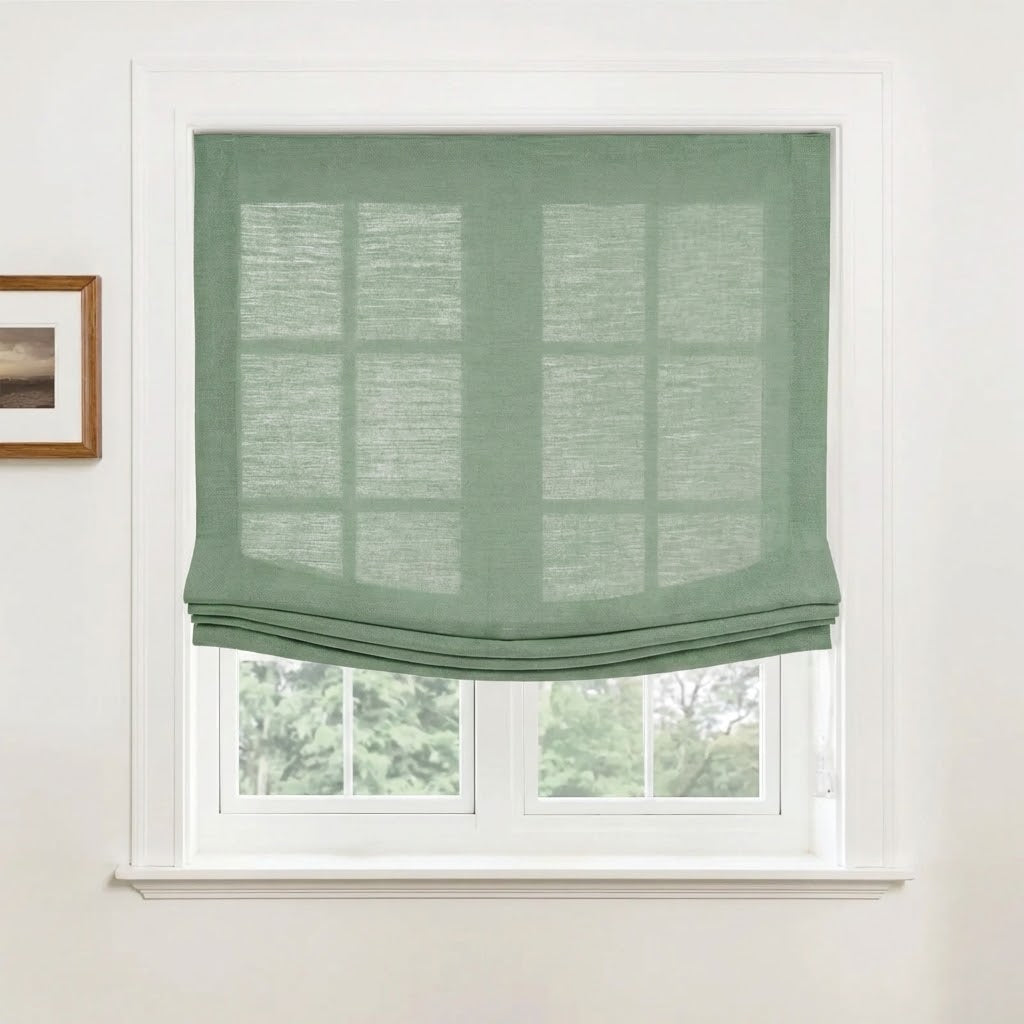 Harper Custom Relaxed Linen Roman Shades - Cordless & Loop Cord Lift
