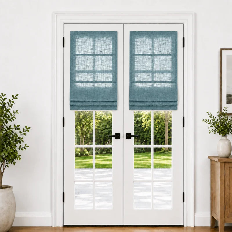 Harper Custom Roman Shades for French Doors