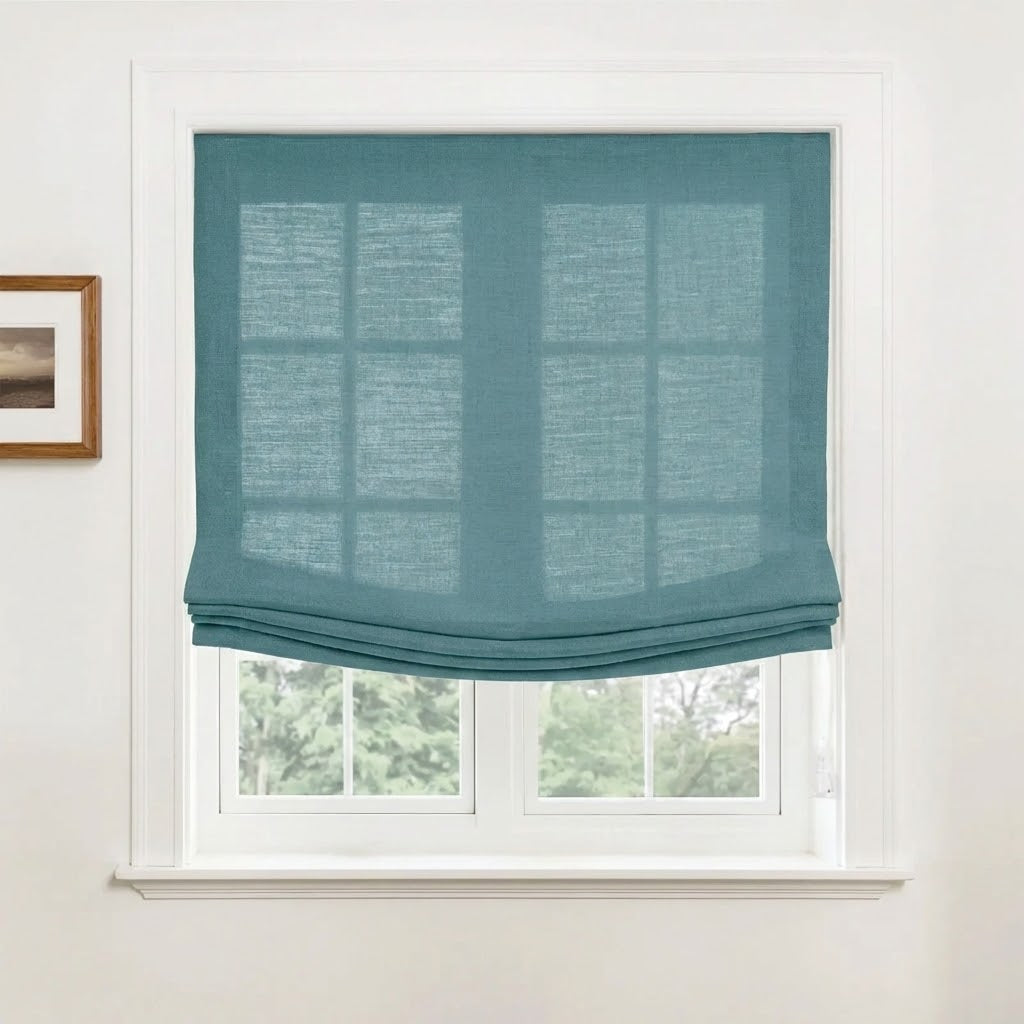 Harper Custom Relaxed Linen Roman Shades - Cordless & Loop Cord Lift