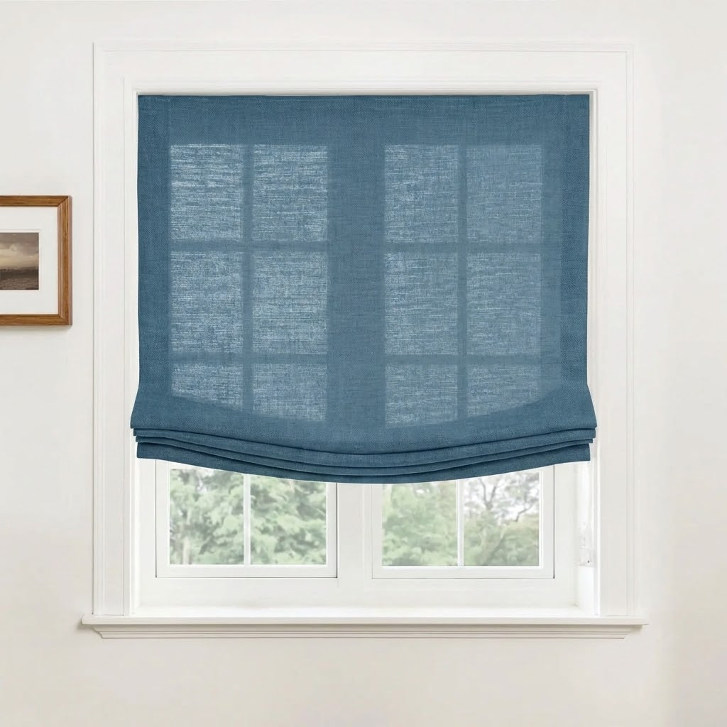 Harper Custom Relaxed Linen Roman Shades - Cordless & Loop Cord Lift