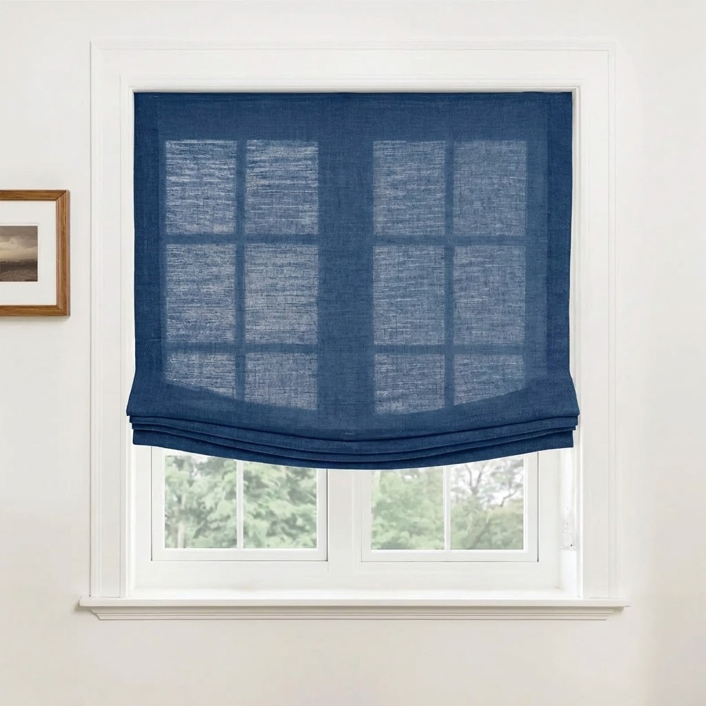 Harper Custom Relaxed Linen Roman Shades - Cordless & Loop Cord Lift