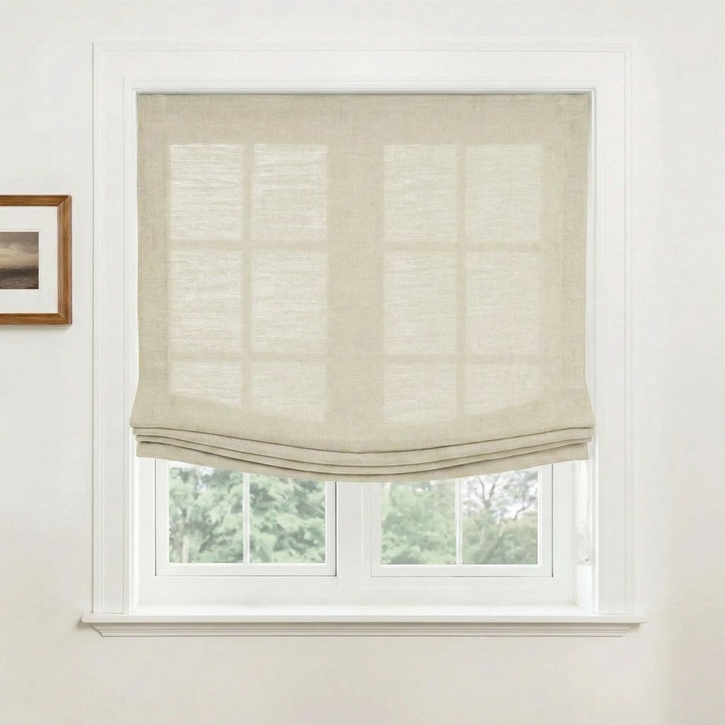 Harper Custom Relaxed Linen Roman Shades - Cordless & Loop Cord Lift