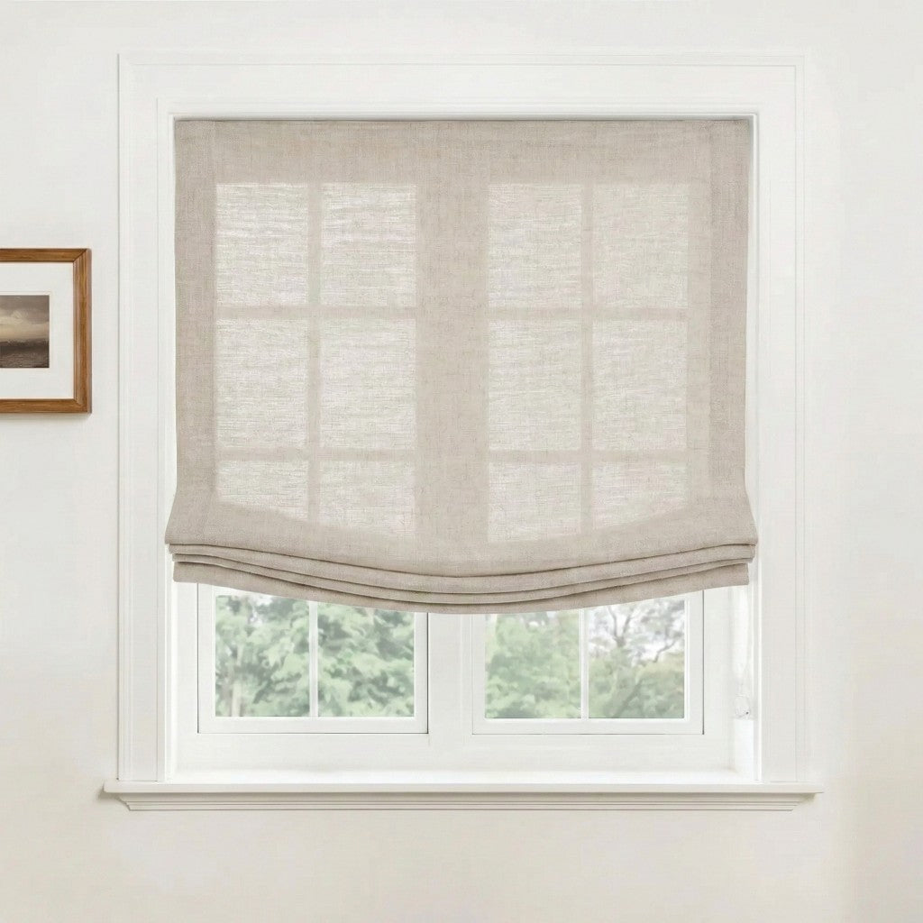 Harper Custom Relaxed Linen Roman Shades - Cordless & Loop Cord Lift