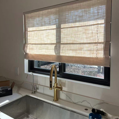 Rowan 30% Natural Linen Roman Shade - Loop Cord Lift