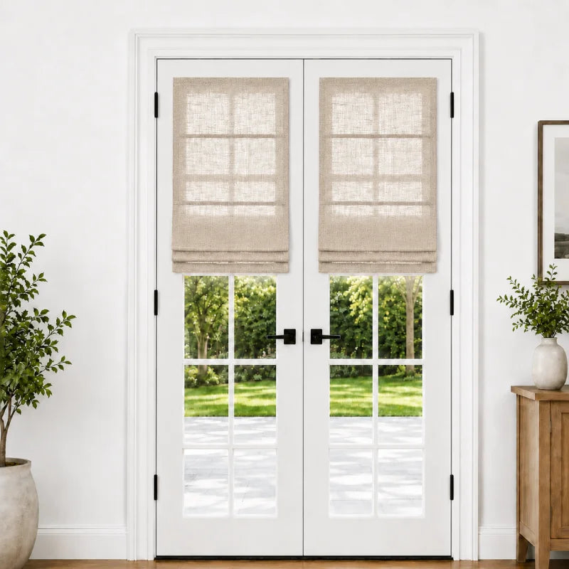 Harper Custom Roman Shades for French Doors