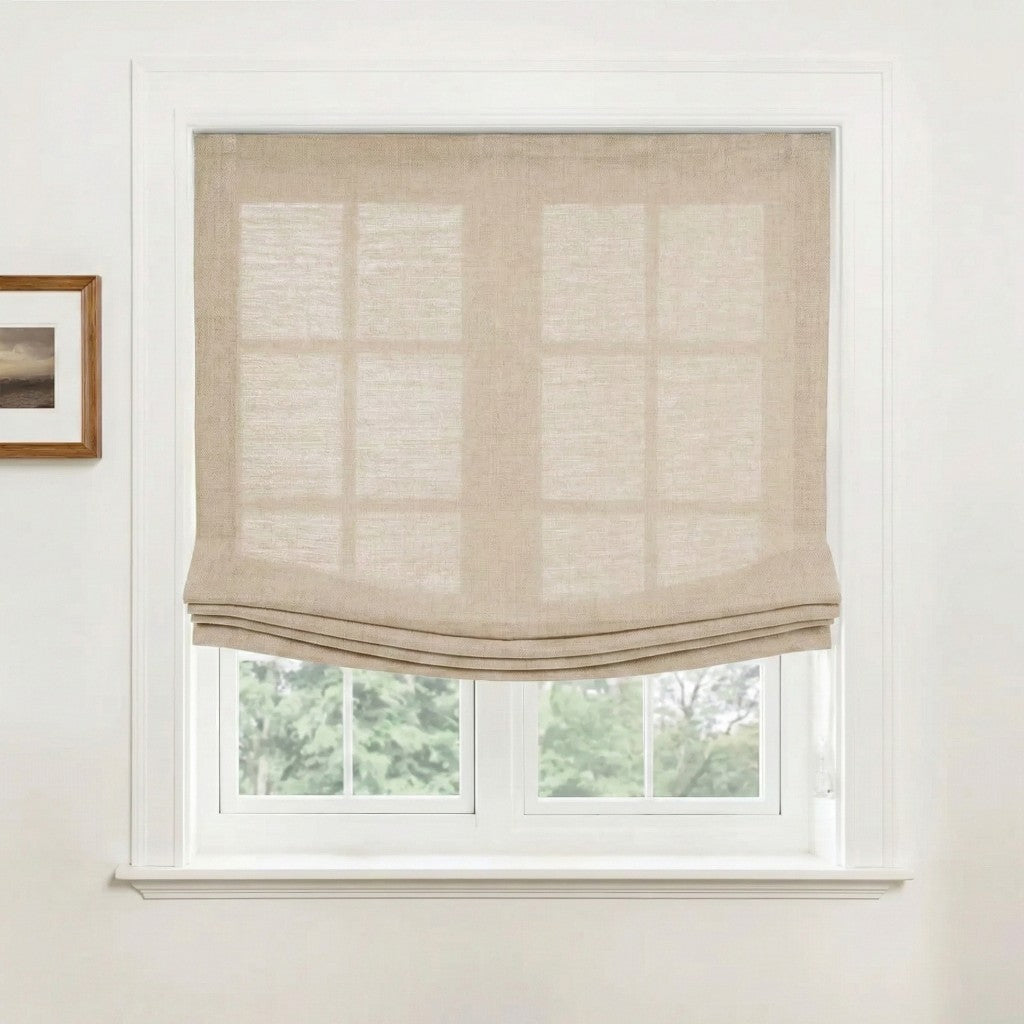 Harper Custom Relaxed Linen Roman Shades - Cordless & Loop Cord Lift