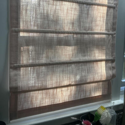 Rowan 30% Natural Linen Roman Shade - Loop Cord Lift
