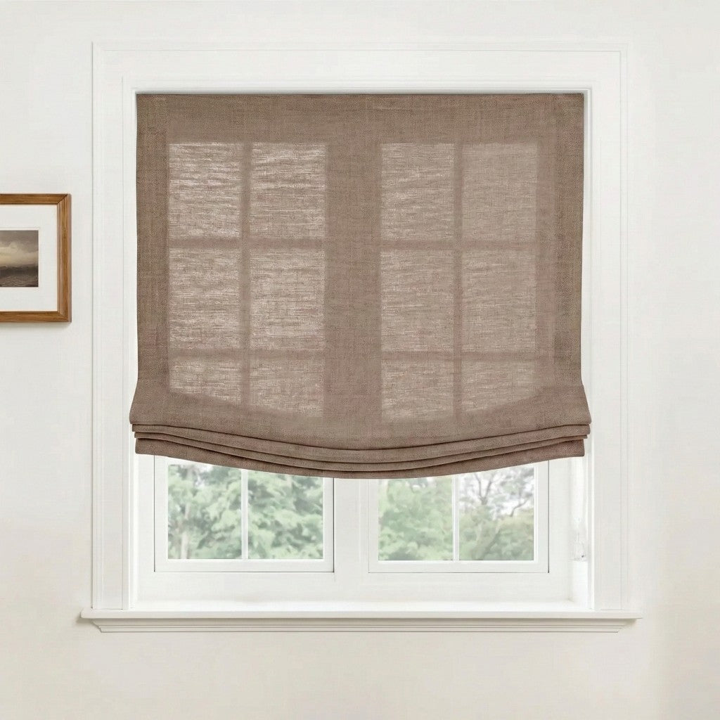 Harper Custom Relaxed Linen Roman Shades - Cordless & Loop Cord Lift
