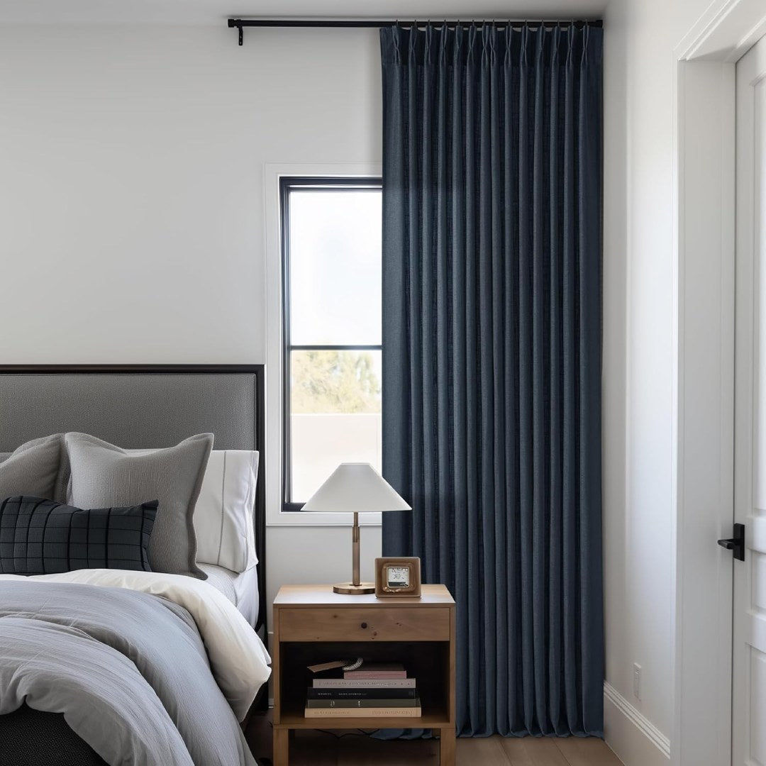 Custom Linen Blackout Curtains, Pinch Pleated Drapes